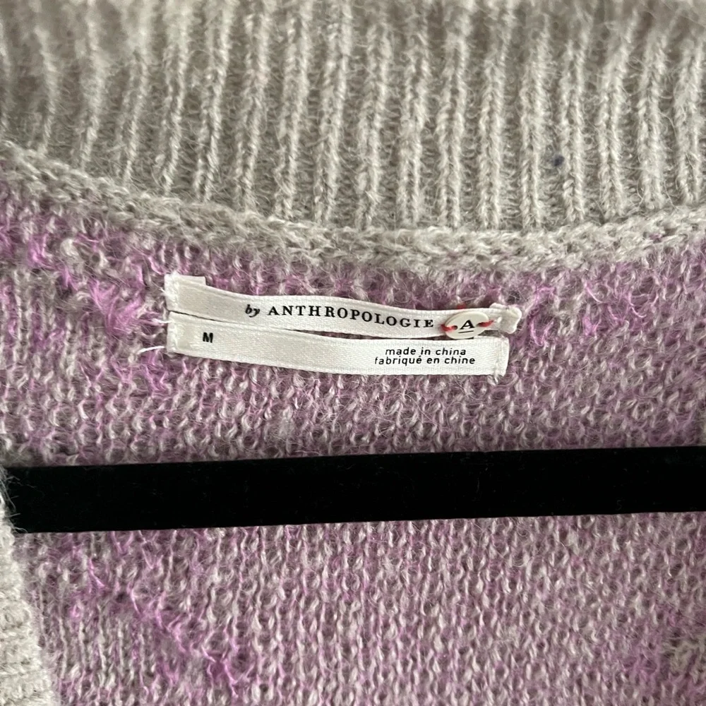 Anthropologie Floral Knit Cardigan Sweater - Pink on Cream - Picture 2 of 3